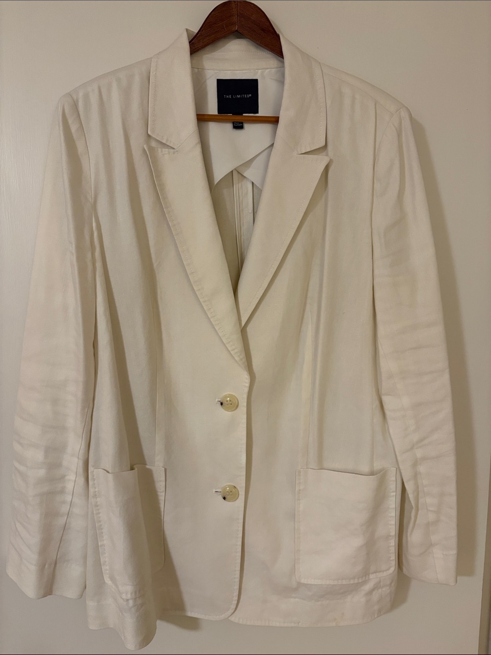 The Limited Women's White/Cream Single-Button Linen Blazer